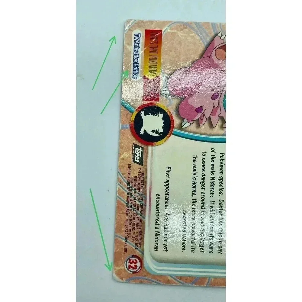1999 Topps Pokémon Tv Animation #32 Nidoran Black Logo Foil TCG MP **Flaws**‎